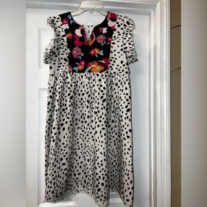 Floral and Polka Dot Embroidered Dress